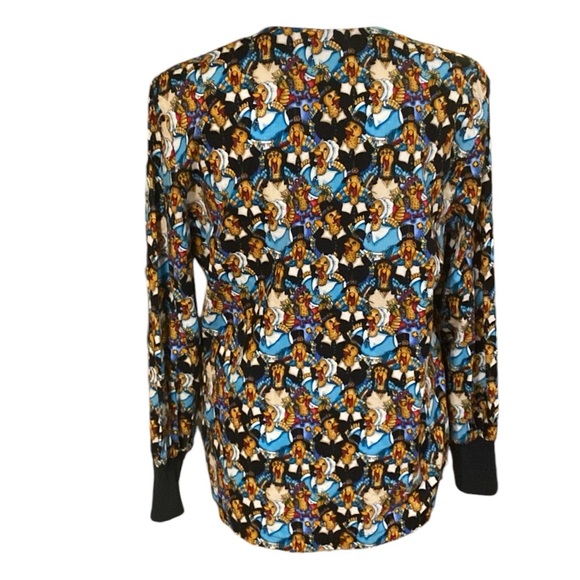 White Cross Pilgrim Turkey Thanksgiving Scrub Top, Long Sleeve, Size Large - Picture 4 of 7